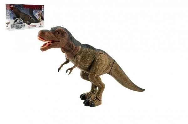 Dinosaurus tyranosaurus chodící plast 40cm na baterie se světlem se zvukem v krabici