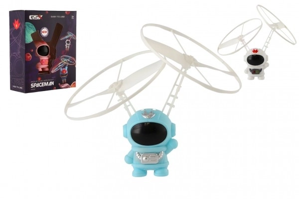 Kosmonaut plast 10cm reagující na pohyb ruky s USB kabelem se světlem 3 barvy v krab.13x16cm