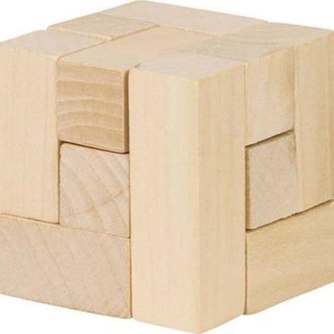 GOKI Dřevěný hlavolam 3D Tetris v bavlněném pytlíku