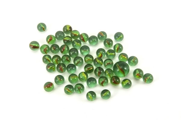 Kuličky cvrnkací skleněné cca 50 kusů 1,5 cm