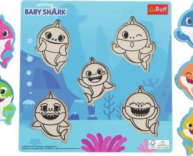 TREFL Dřevěná vkládačka Baby Shark
