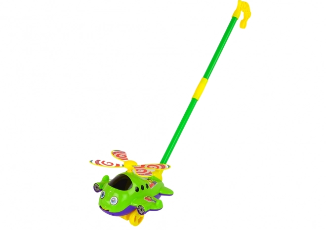 Jolly Plane Pusher Stick Bell Green