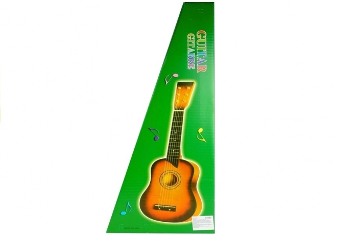 Dřevěná klasická kytara s kostkou červená 60 cm