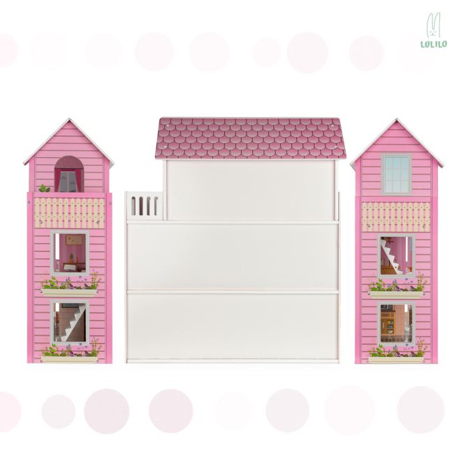 Dřevěný růžový domeček pro panenky - 70 cm
