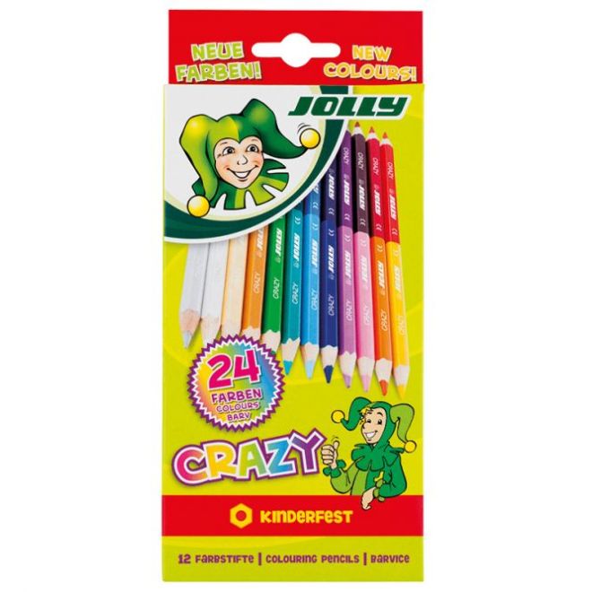 Oboustranné pastelky Crazy 12 barev