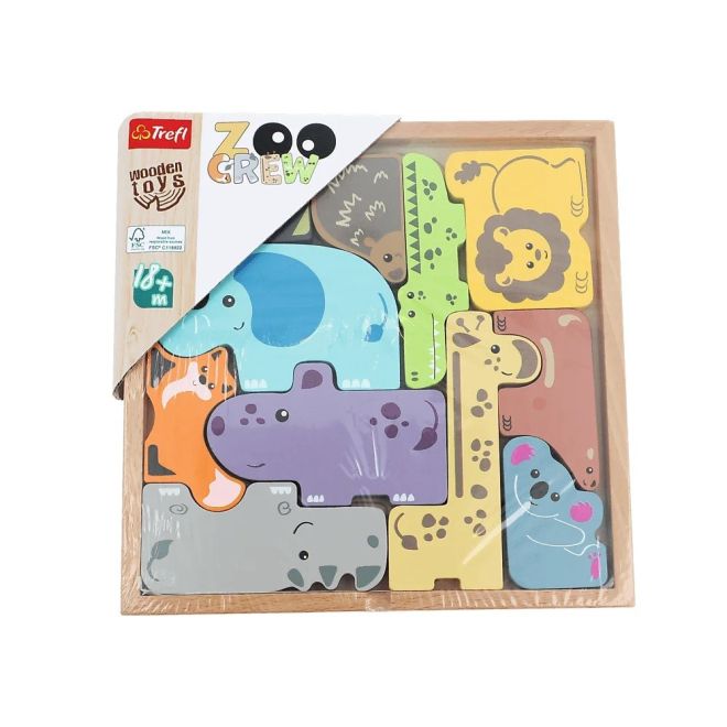 Dřevěné puzzle Zoo crew animals