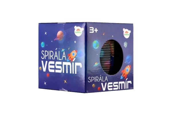 Spirála/pružina vesmír plast průměr 6,5cm 2 barvy v krabičce 7x7x7cm