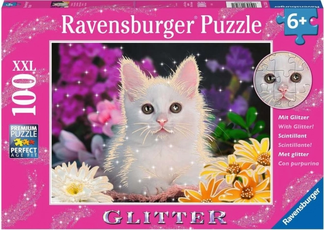 RAVENSBURGER Třpytivé puzzle Kočka XXL 100 dílků