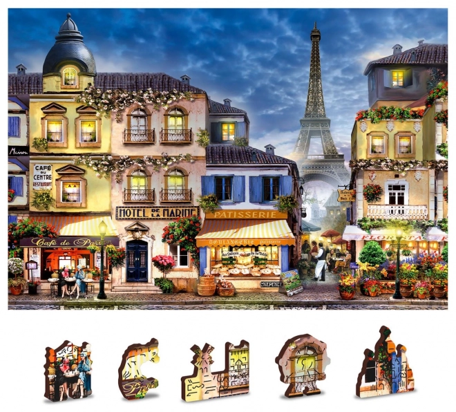 Wooden City Dřevěné puzzle Snídaně v Paříži 2v1, 150 dílků EKO