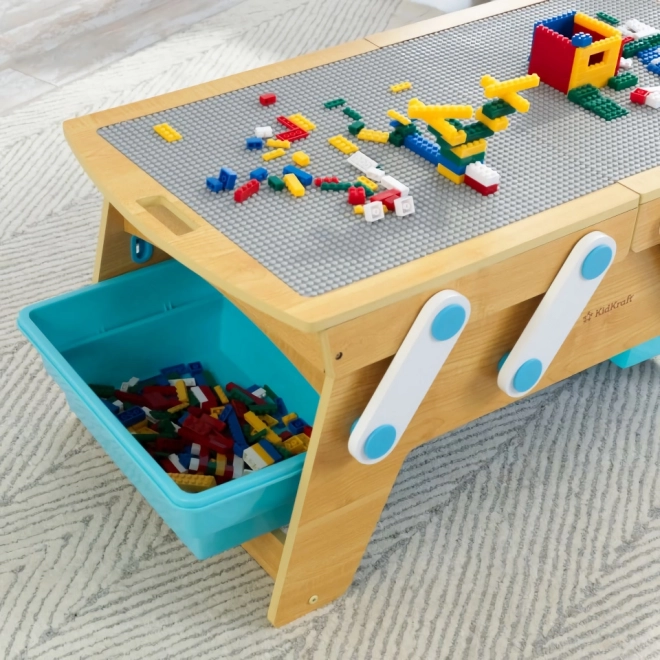 KidKraft Stůl na stavění s boxy a stavebnicí