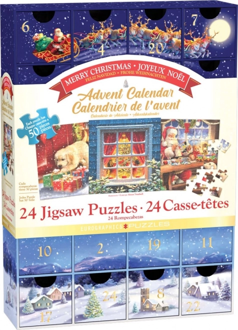 Adventní kalendář s puzzle Eurographics: Veselé Vánoce - 24 x 50 dílků