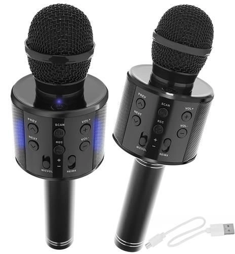 Bezdrátový karaoke mikrofon s reproduktorem – Černý
