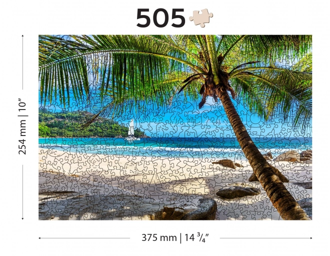 WOODEN CITY Dřevěné puzzle Pláž na Paradise Island, Karibské moře 2v1, 505 dílků EKO