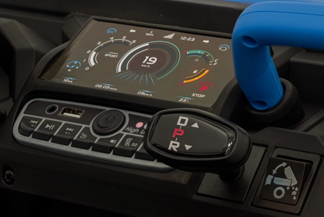 Dětské autíčko Pick-Up Speed 900 Blue + pohon 4x4 + pohyblivá naběračka + nosič zavazadel + dálkové ovládání + lopata + LED audio