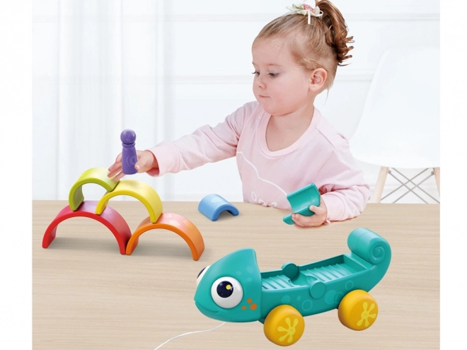 Montessori duhový chameleon skládačka 18m+