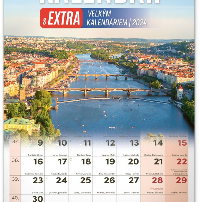 Nástěnný kalendář 2024 s extra velkým kalendáriem, 33 × 46 cm