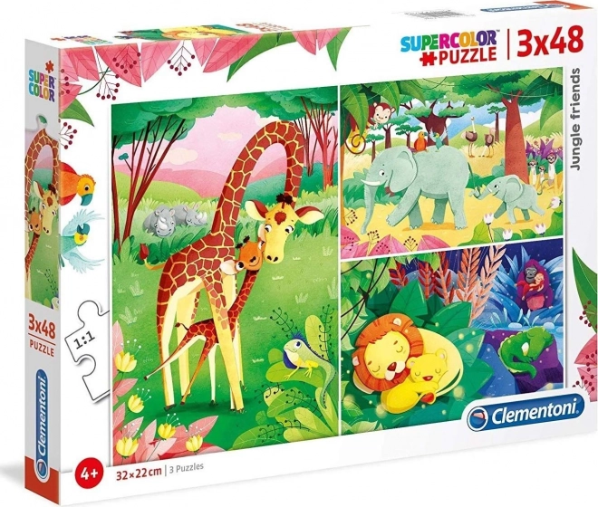 CLEMENTONI Puzzle Přátelé z džungle 3x48 dílků