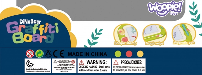Barevná magnetická kreslicí tabule Woopie se dvěma razítky Dinosaurus