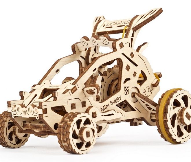 Ugears 3D dřevěné mechanické puzzle Mini bugina