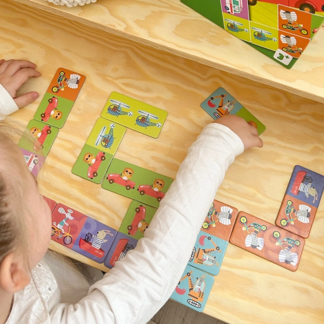Woopie vzdělávací hra doprava zvířata puzzle domino Montessori