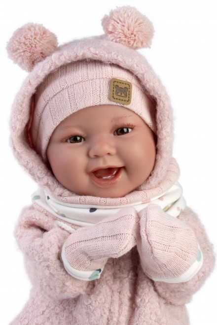 Llorens 84480 NEW BORN - realistická panenka miminko se zvuky a měkkým látkovým tělem - 44 cm