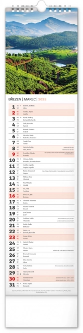 NOTIQUE Nástěnný kalendář Krajina 2025, 12 x 48 cm
