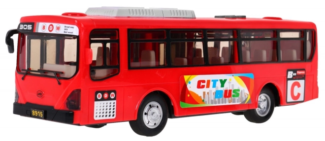 Interaktivní školní autobus + otevírací dveře + zvuky a světla – Červený
