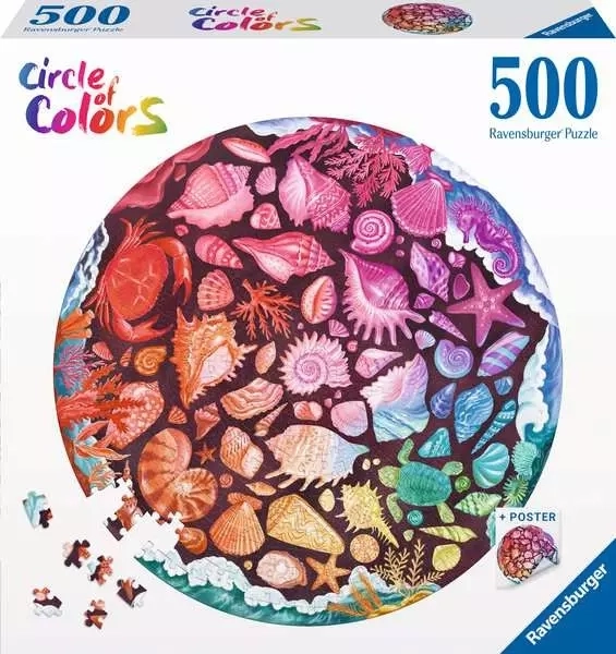 RAVENSBURGER Kulaté puzzle Kruh barev: Mušle 500 dílků