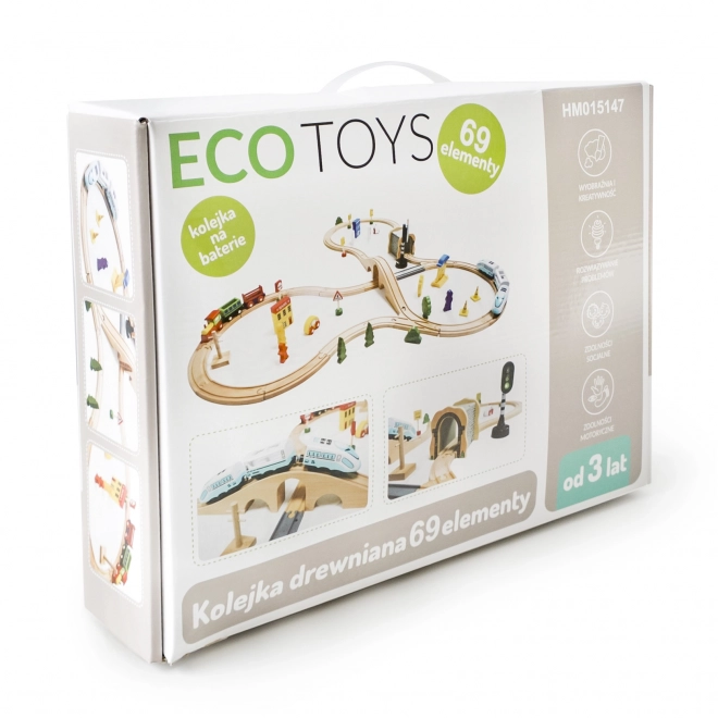 Dřevěný vláček 69ks Ecotoys