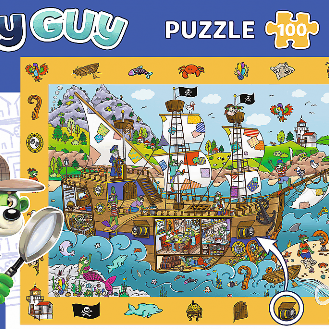 TREFL Puzzle s hledáním obrázků Spy Guy: Pirátská loď 100 dílků