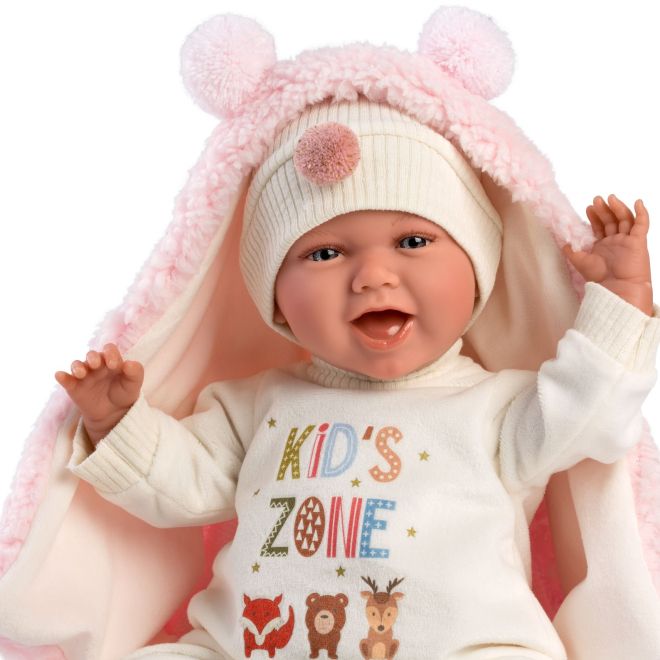 Llorens 74028 NEW BORN - realistická panenka miminko se zvuky a měkkým látkovým tělem - 42 cm