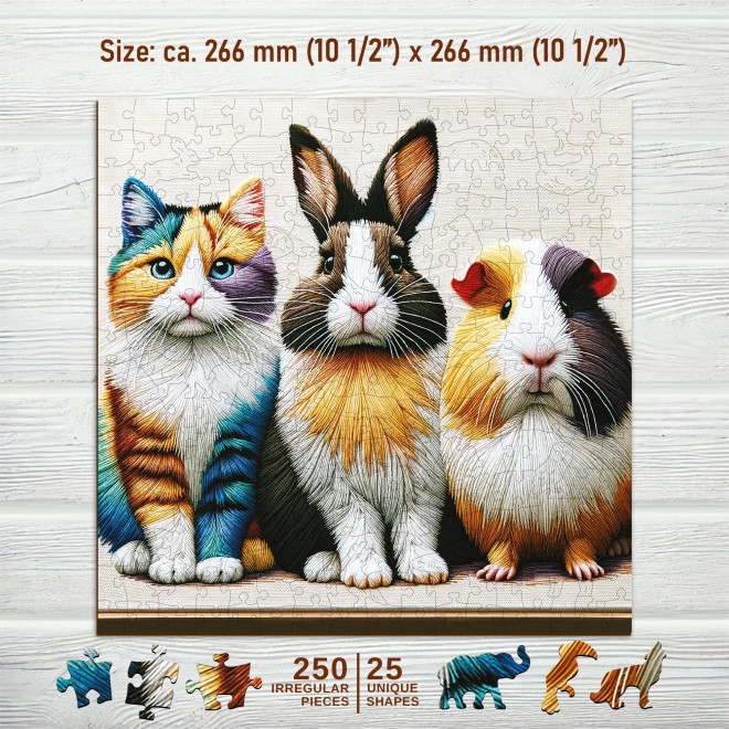 WOODEN CITY Dřevěné puzzle Kočka, králík a morče 250 dílků