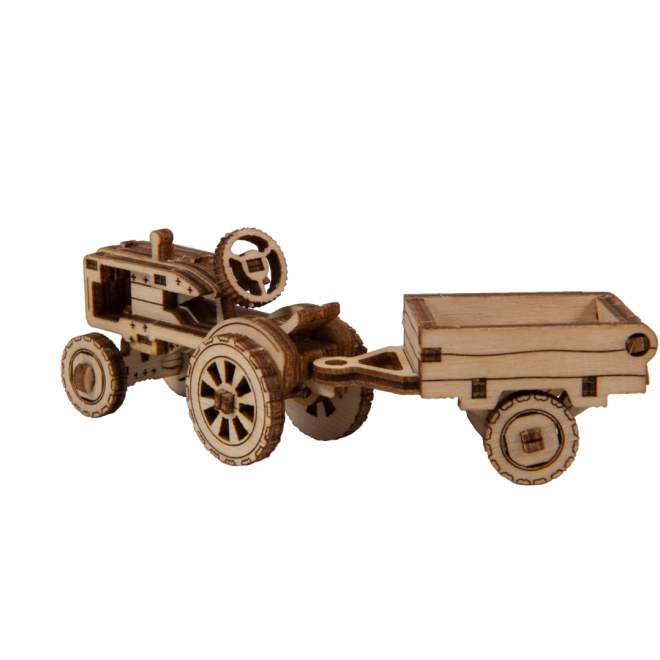 Wooden City 3D puzzle Superfast Americký traktor s vlečkou