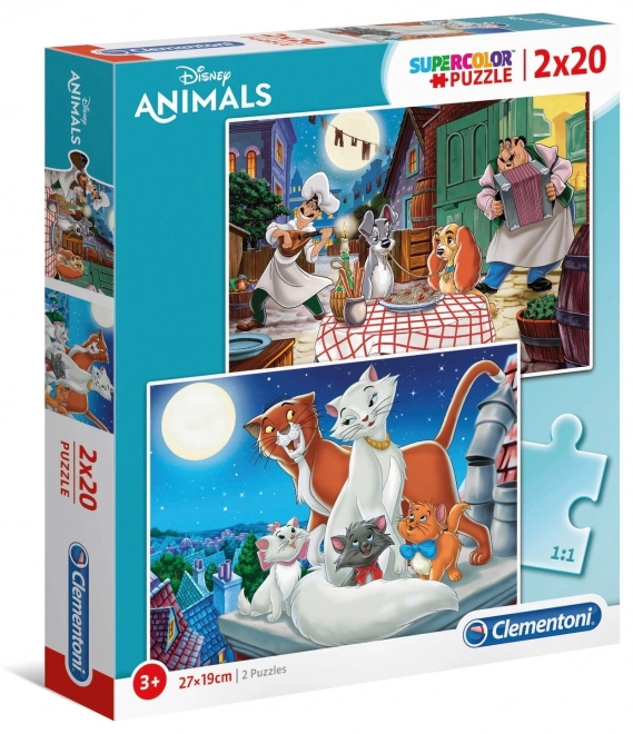 CLEMENTONI Puzzle Disney: Zvířecí přátelé 2x20 dílků