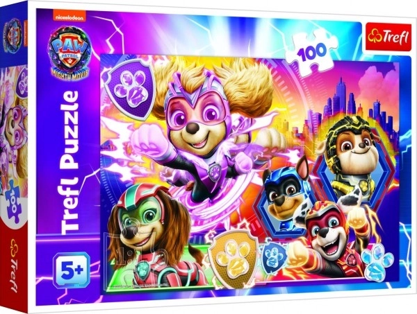 Puzzle Seznamte se s mocnými štěňaty Paw Patrol/Tlapková patrola 100 dílků 41x27,5cm v krab. 29x19cm