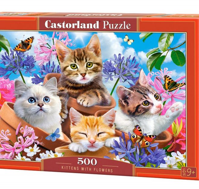 Puzzle 500 prvků Kočky v květinách