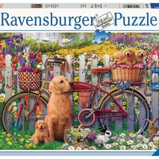 RAVENSBURGER Puzzle Roztomilí psi v zahradě 500 dílků