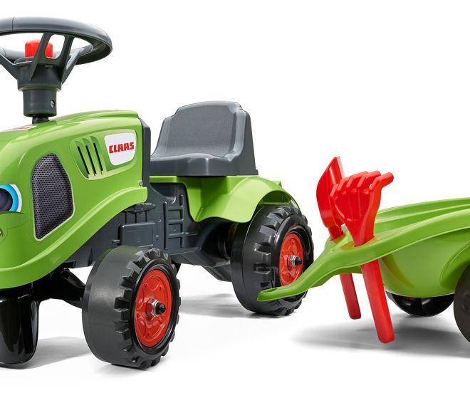 Odstrkovadlo traktor Claas zelené s volantem a valníkem