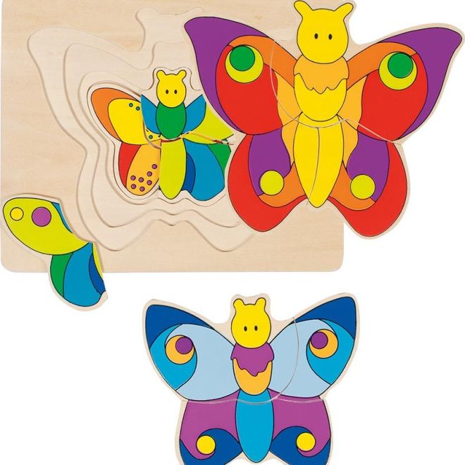 Vrstvené puzzle barevní motýli