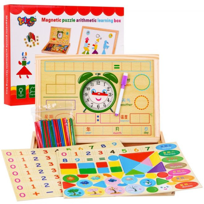 Dřevěná magnetická tabule pro děti 3+ Vzdělávací sada + příslušenství