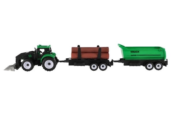 Traktor s vlekem 2ks plast 17cm na volný chod v krabičce 20x34x7,5cm