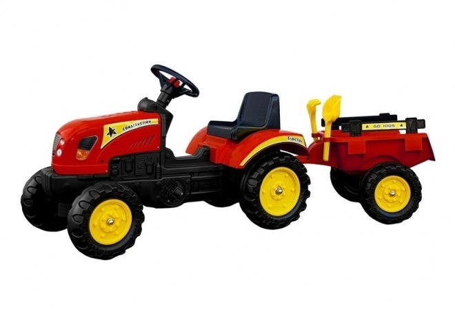 Traktor Branson s přívěsem Červené pedály 135 cm