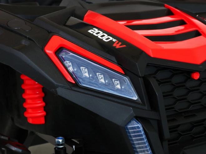 Silná závodní čtyřkolka buggy pro 2 děti Červená + Střídavý motor + Nafukovací kola + LED audio