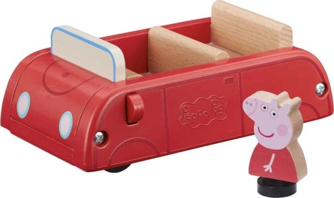 Dřevěné auto Prasátko Peppa pig + figurka