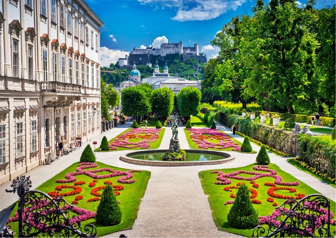 WOODEN CITY Dřevěné puzzle Palác Mirabell a Salzburský hrad 2v1, 1010 dílků EKO