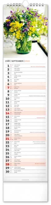 Nástěnný kalendář Květiny – Kvety 2025, 12 × 48 cm