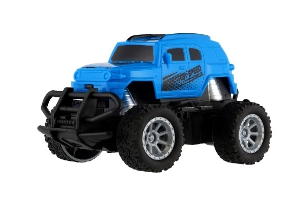 Auto RC mini truck plast 12cm 27MHz na baterie se světlem modré v krabici 18x11,5x10cm