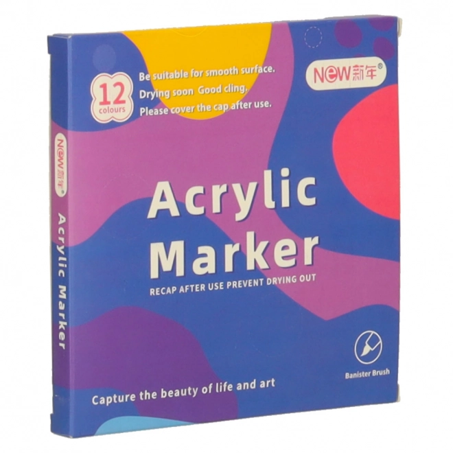 Voděodolné akrylové fixy pro textil a kameny DIY 12 ks