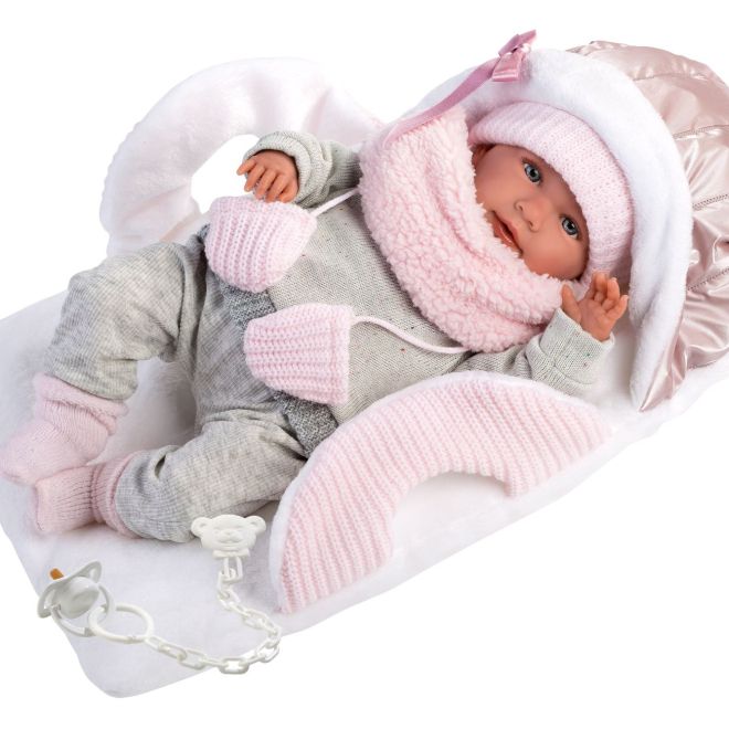 Llorens 74004 NEW BORN - realistická panenka miminko se zvuky a měkkým látkovým tělem - 42 cm
