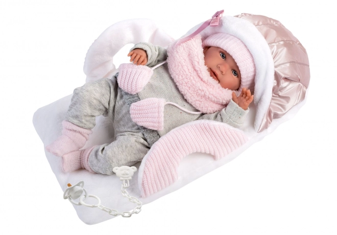 Llorens 74004 NEW BORN - realistická panenka miminko se zvuky a měkkým látkovým tělem - 42 cm